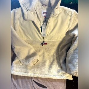 New Tommy Hilfiger 1/4 zip hoodie Sherpa Fleece pullover